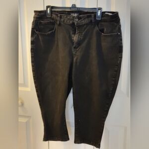 Judy Blue Cropped black washed jeans. EUC. 20w.